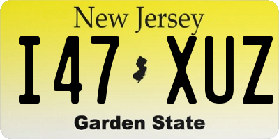 NJ license plate I47XUZ
