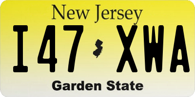 NJ license plate I47XWA