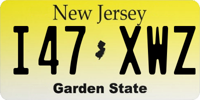 NJ license plate I47XWZ