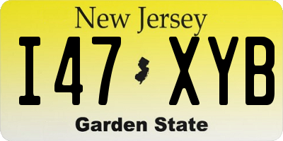 NJ license plate I47XYB