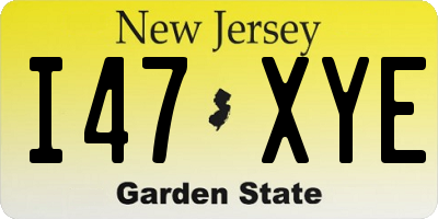 NJ license plate I47XYE