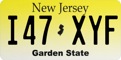 NJ license plate I47XYF