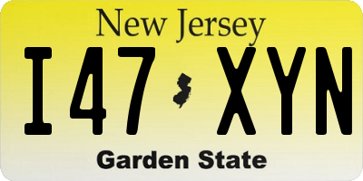 NJ license plate I47XYN