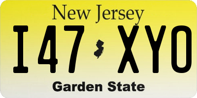 NJ license plate I47XYO