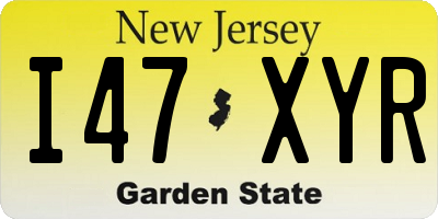 NJ license plate I47XYR