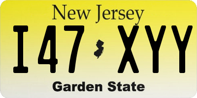 NJ license plate I47XYY