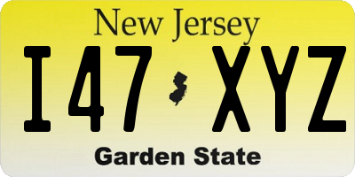 NJ license plate I47XYZ