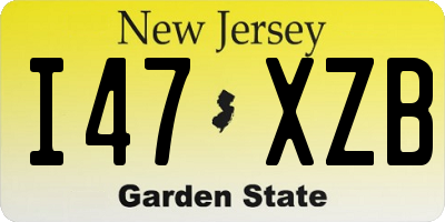 NJ license plate I47XZB