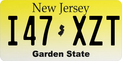 NJ license plate I47XZT