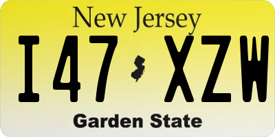 NJ license plate I47XZW