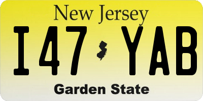 NJ license plate I47YAB