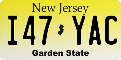 NJ license plate I47YAC