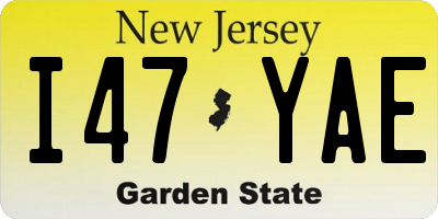 NJ license plate I47YAE