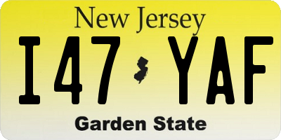 NJ license plate I47YAF