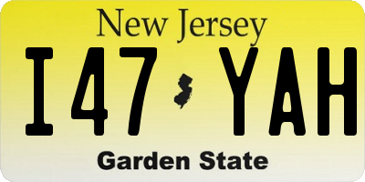 NJ license plate I47YAH