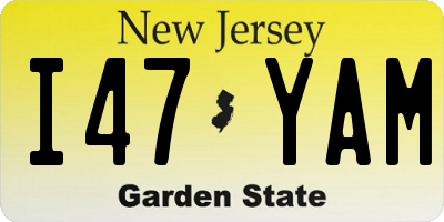 NJ license plate I47YAM