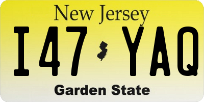 NJ license plate I47YAQ