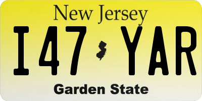NJ license plate I47YAR