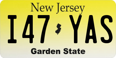 NJ license plate I47YAS
