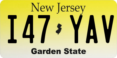 NJ license plate I47YAV