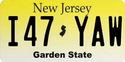 NJ license plate I47YAW