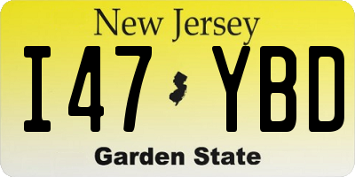 NJ license plate I47YBD