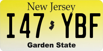 NJ license plate I47YBF