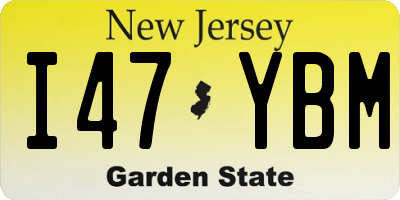 NJ license plate I47YBM