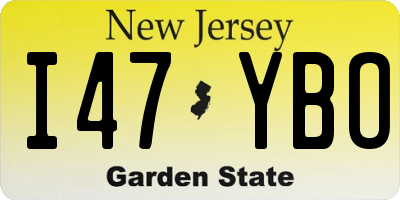NJ license plate I47YBO