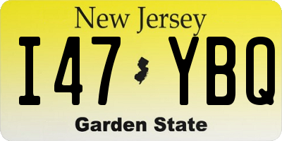 NJ license plate I47YBQ