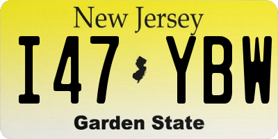 NJ license plate I47YBW