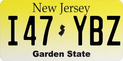 NJ license plate I47YBZ