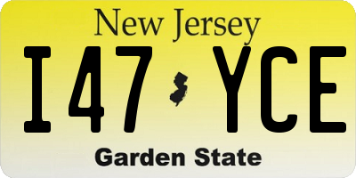 NJ license plate I47YCE