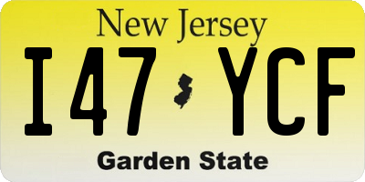 NJ license plate I47YCF