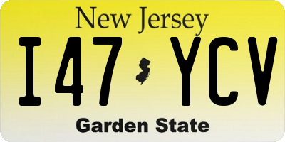 NJ license plate I47YCV