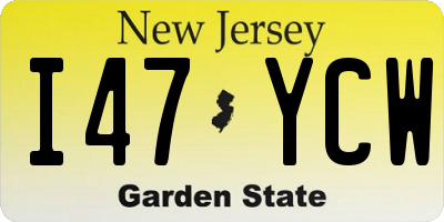 NJ license plate I47YCW