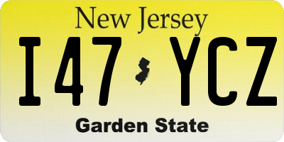 NJ license plate I47YCZ