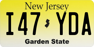 NJ license plate I47YDA
