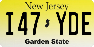 NJ license plate I47YDE