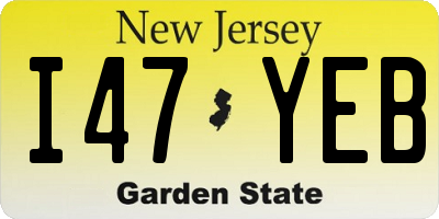 NJ license plate I47YEB