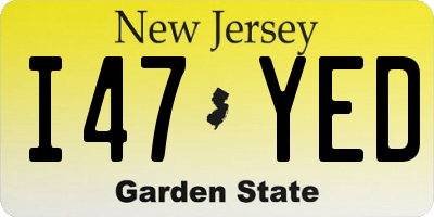 NJ license plate I47YED