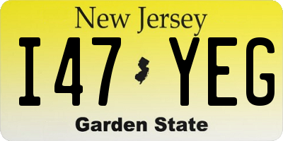 NJ license plate I47YEG