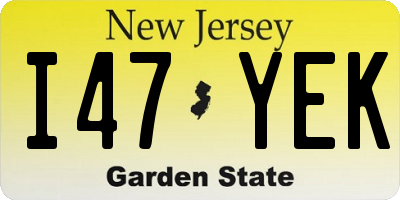 NJ license plate I47YEK