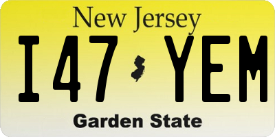 NJ license plate I47YEM