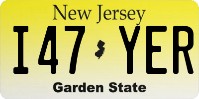 NJ license plate I47YER