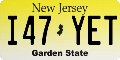 NJ license plate I47YET