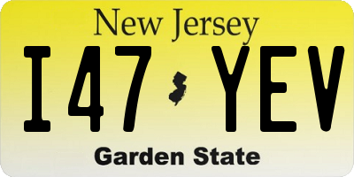 NJ license plate I47YEV