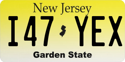 NJ license plate I47YEX