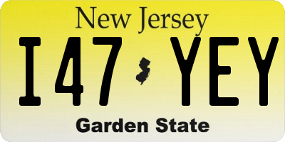 NJ license plate I47YEY