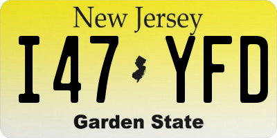 NJ license plate I47YFD